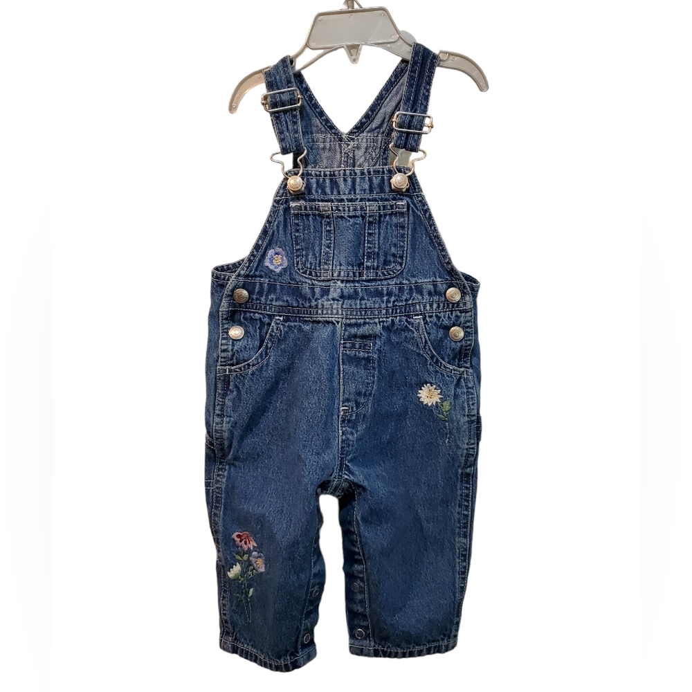 Oshkosh vestbak 6-18 month embroidered appliquéd farm theme‎ jean denim overalls